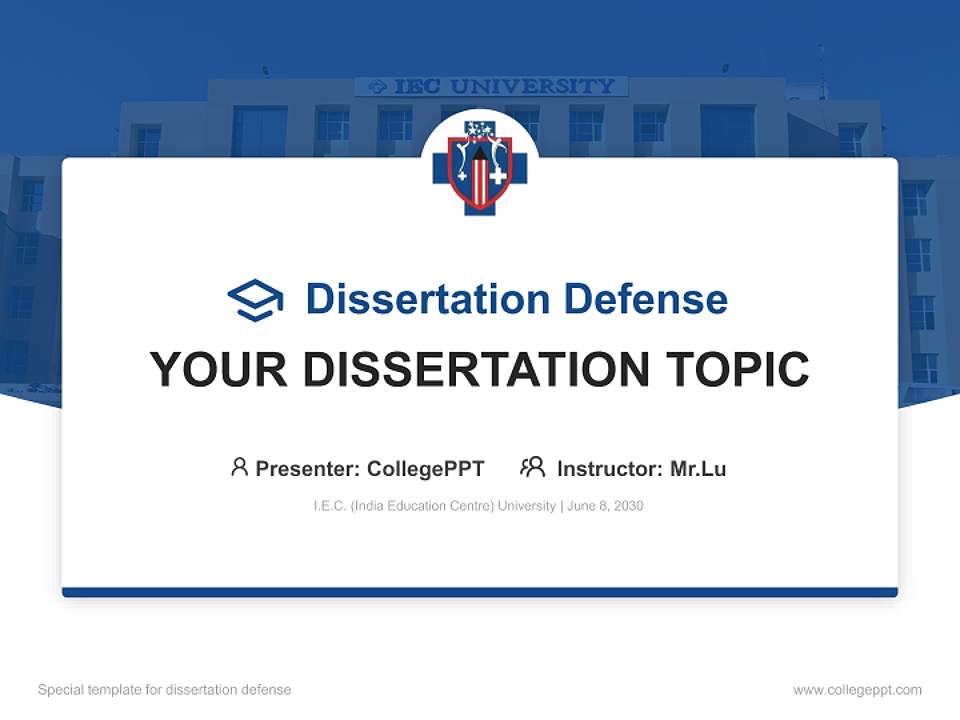 I.E.C. (India Education Centre) University Graduation Thesis Defense PPT Template4:3 ratio PPT effect preview image7