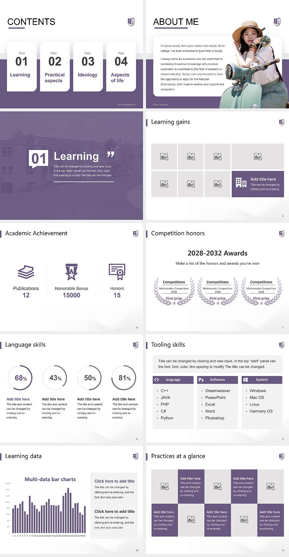 Alfred University National Scholarship Defense PPT Template4:3 ratio PPT effect preview image2
