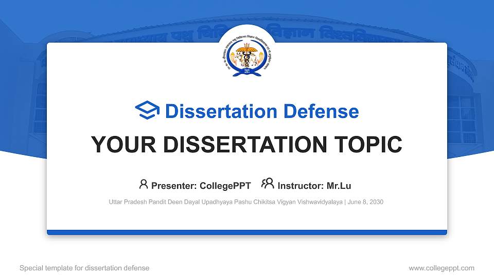 Uttar Pradesh Pandit Deen Dayal Upadhyaya Pashu Chikitsa Vigyan Vishwavidyalaya Graduation Thesis Defense PPT Template16:9 ratio PPT effect preview image