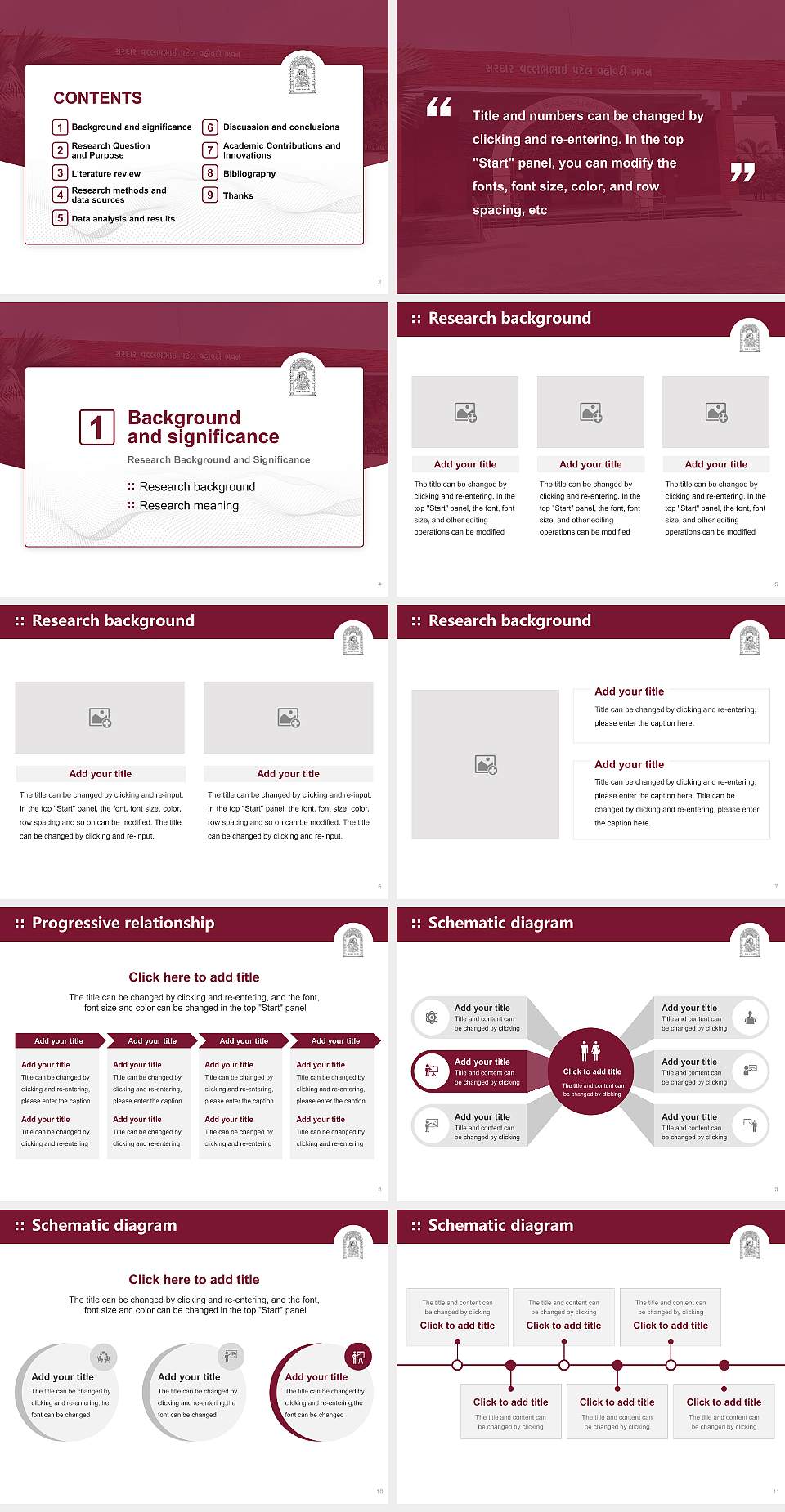 Hemchandracharya North Gujarat University Graduation Thesis Defense PPT Template4:3 ratio PPT effect preview image2