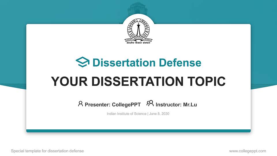 Indian Institute of Science Graduation Thesis Defense PPT Template16:9 ratio PPT effect preview image