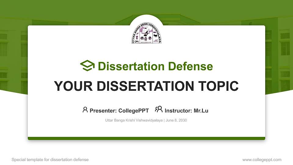 Uttar Banga Krishi Vishwavidyalaya Graduation Thesis Defense PPT Template16:9 ratio PPT effect preview image