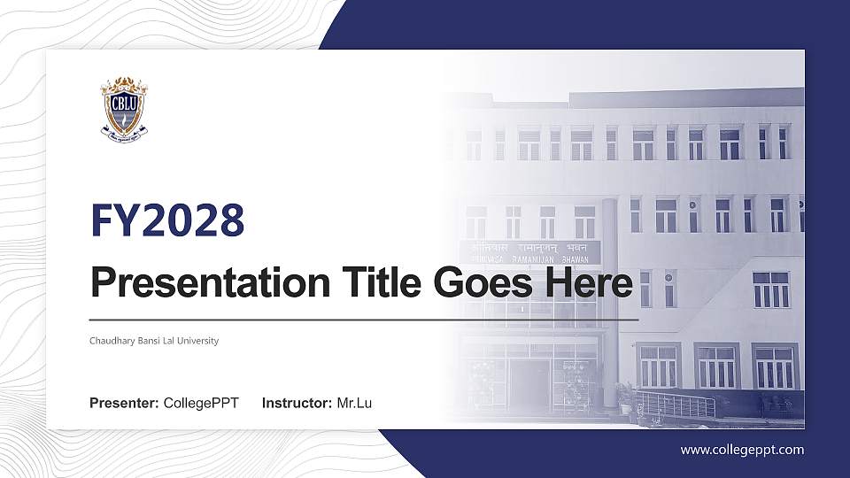 Chaudhary Bansi Lal University Academic Presentation/Research Findings Report PPT Template16:9 ratio PPT effect preview image