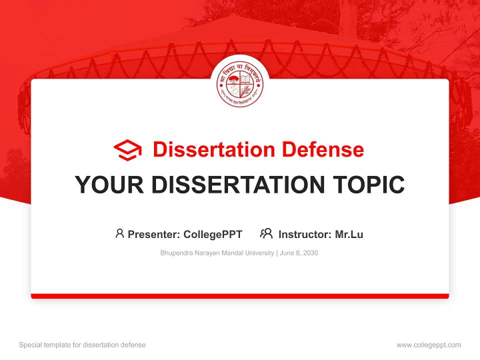 Bhupendra Narayan Mandal University Graduation Thesis Defense PPT Template4:3 ratio PPT effect preview image7