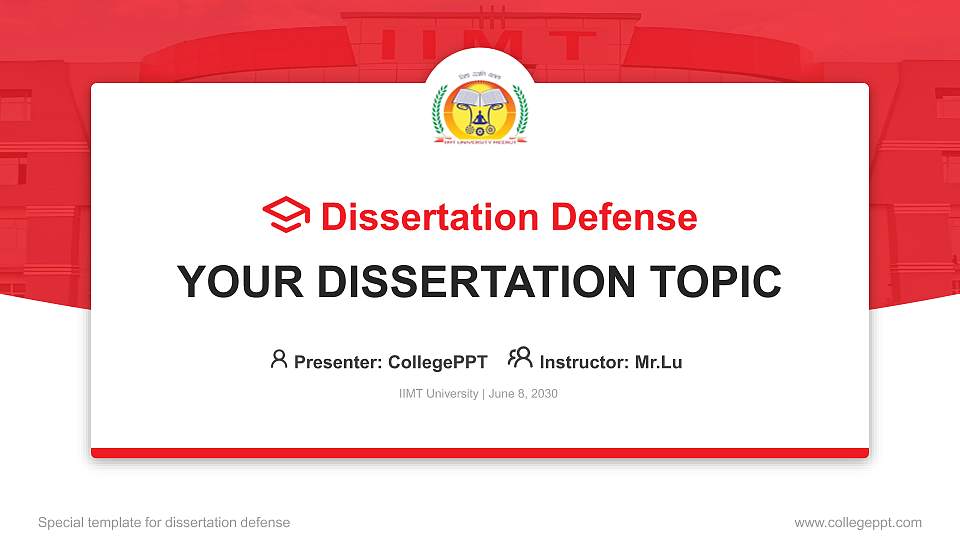 IIMT University Graduation Thesis Defense PPT Template16:9 ratio PPT effect preview image
