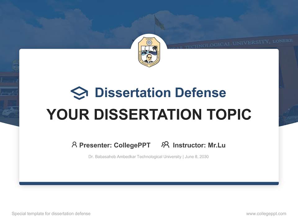 Dr. Babasaheb Ambedkar Technological University Graduation Thesis Defense PPT Template4:3 ratio PPT effect preview image7