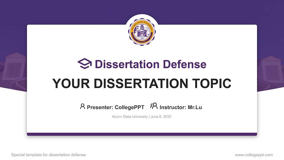 Alcorn State University Graduation Thesis Defense PPT Template16:9 ratio PPT effect preview image