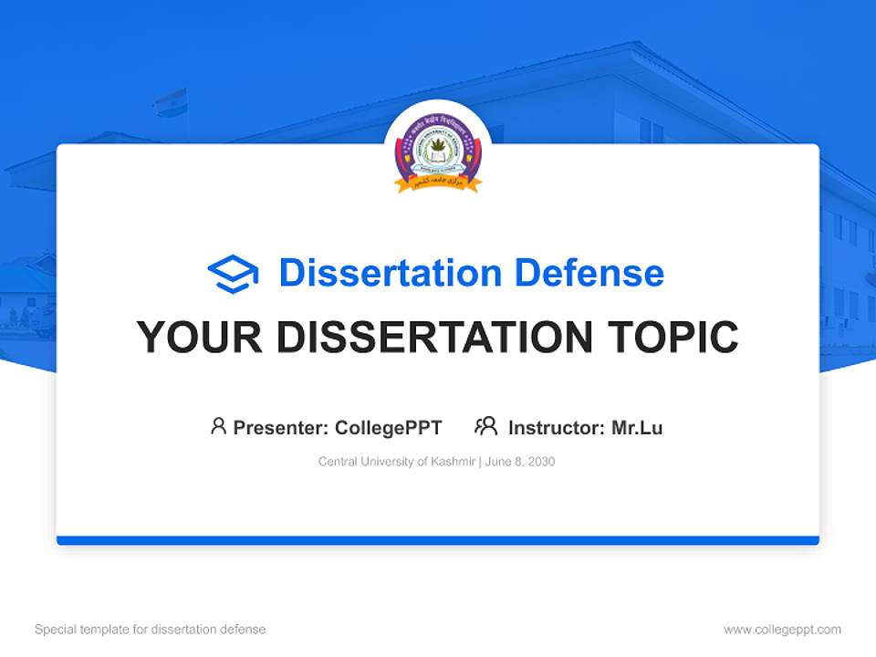 Central University of Kashmir Graduation Thesis Defense PPT Template4:3 ratio PPT effect preview image7