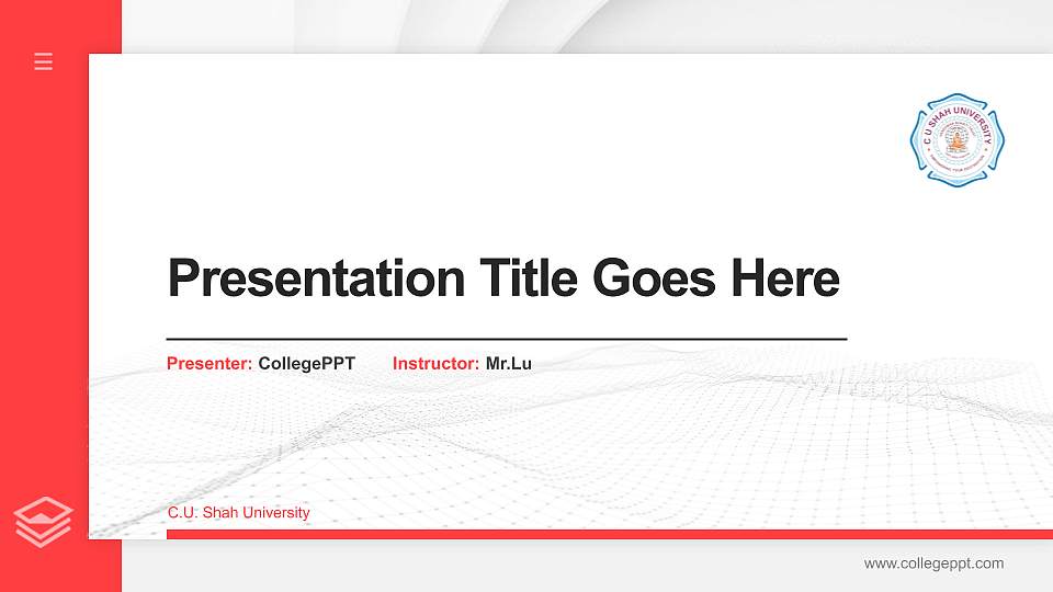 C.U. Shah University Thesis Proposal/Graduation Defense PPT Template16:9 ratio PPT effect preview image