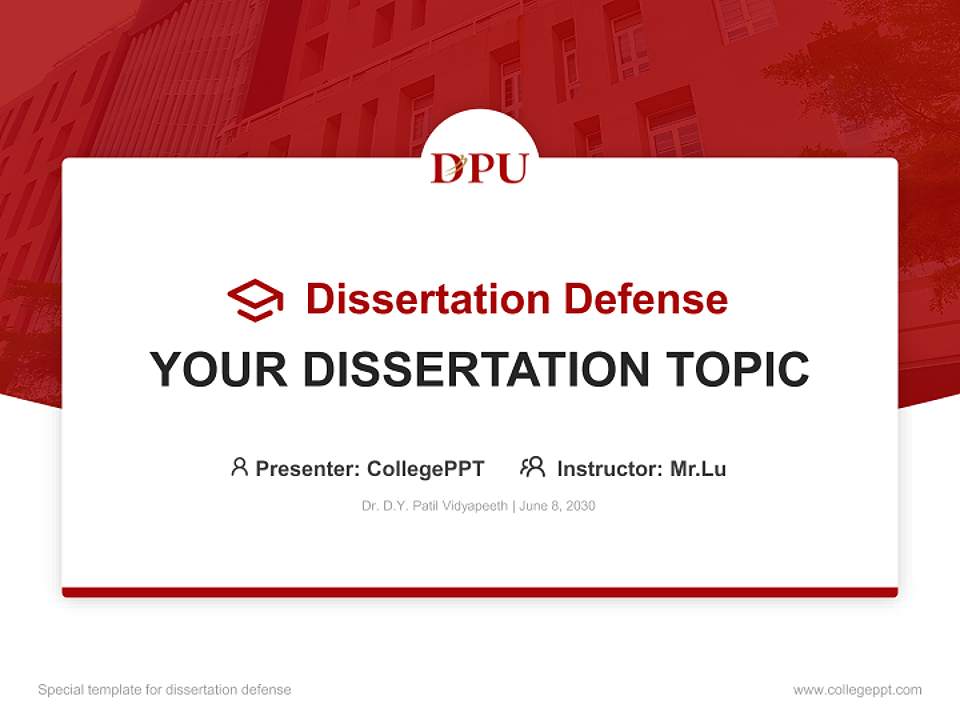 Dr. D.Y. Patil Vidyapeeth Graduation Thesis Defense PPT Template4:3 ratio PPT effect preview image7