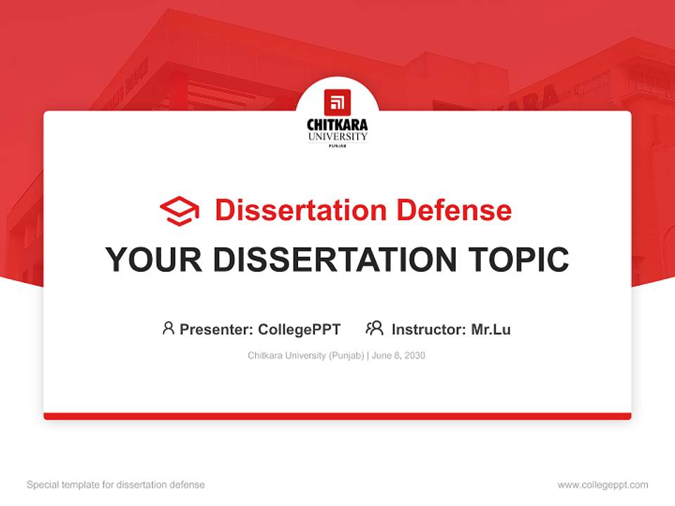 Chitkara University (Punjab) Graduation Thesis Defense PPT Template4:3 ratio PPT effect preview image7