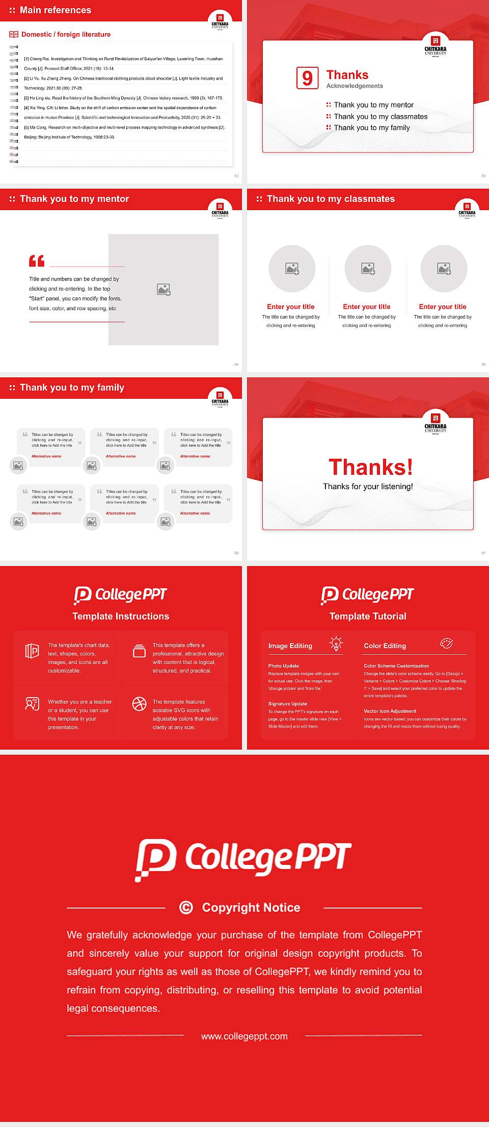 Chitkara University (Punjab) Graduation Thesis Defense PPT Template4:3 ratio PPT effect preview image7