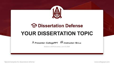 Alabama a & M University Graduation Thesis Defense PPT Template