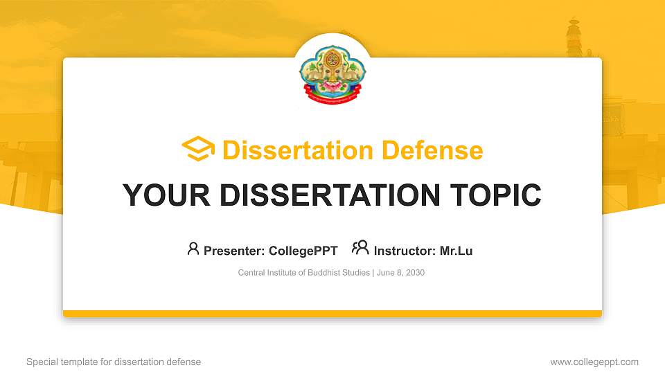 Central Institute of Buddhist Studies Graduation Thesis Defense PPT Template16:9 ratio PPT effect preview image