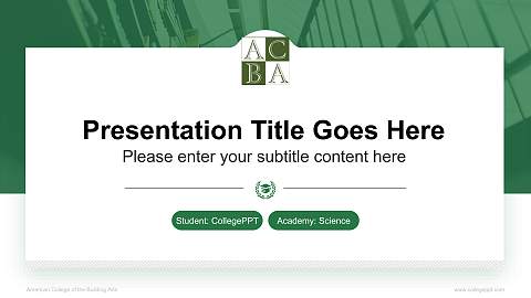 American College of the Building Arts National Scholarship Defense PPT Template