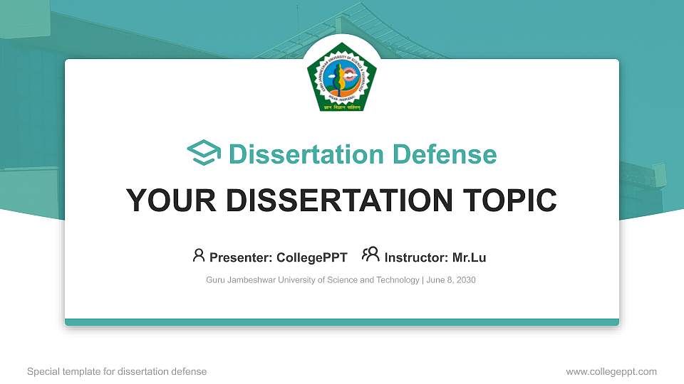 Guru Jambeshwar University of Science and Technology Graduation Thesis Defense PPT Template16:9 ratio PPT effect preview image