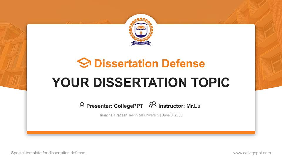 Himachal Pradesh Technical University Graduation Thesis Defense PPT Template16:9 ratio PPT effect preview image