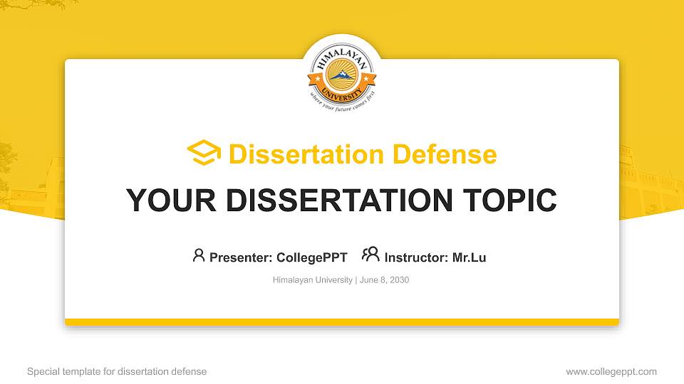 Himalayan University Graduation Thesis Defense PPT Template16:9 ratio PPT effect preview image