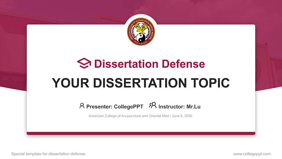 American College of Acupuncture and Oriental Med Graduation Thesis Defense PPT Template16:9 ratio PPT effect preview image