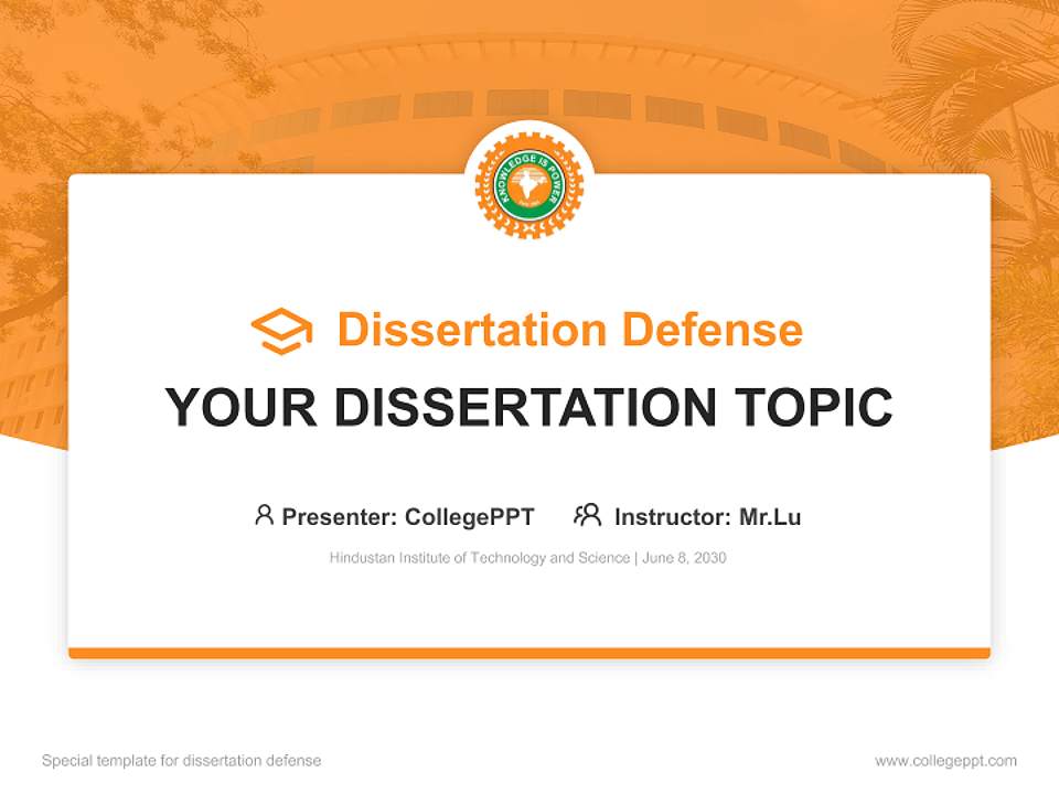 Hindustan Institute of Technology and Science Graduation Thesis Defense PPT Template4:3 ratio PPT effect preview image7