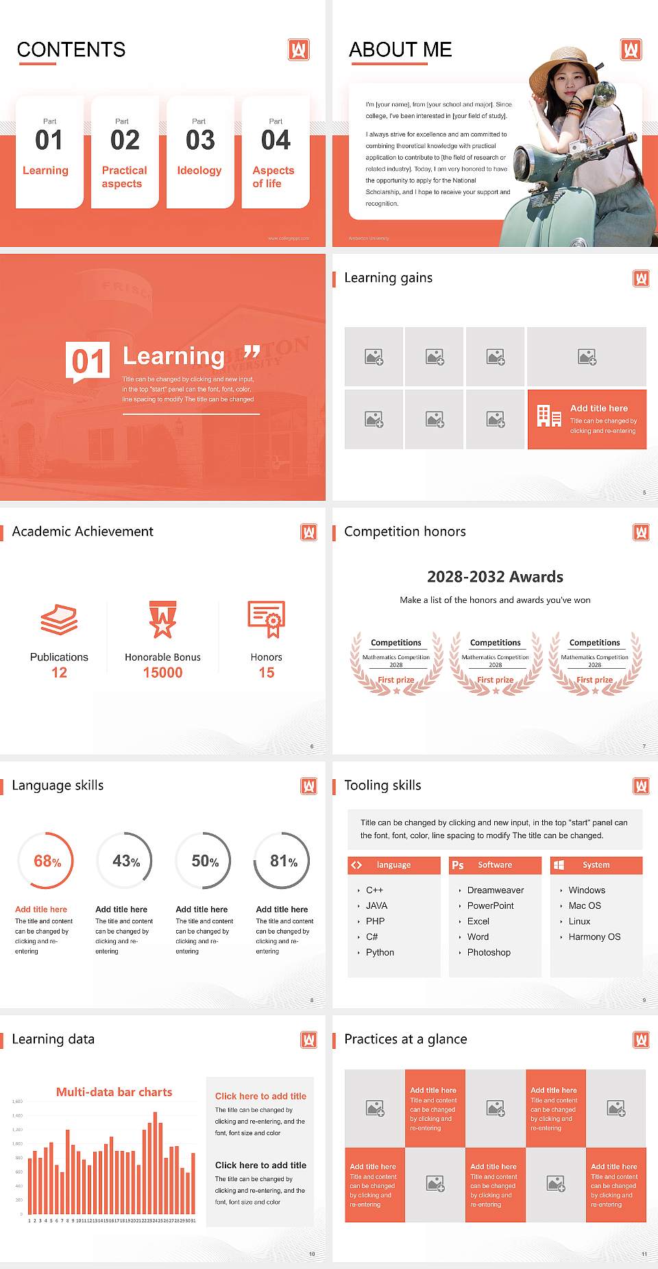 Amberton University National Scholarship Defense PPT Template4:3 ratio PPT effect preview image2