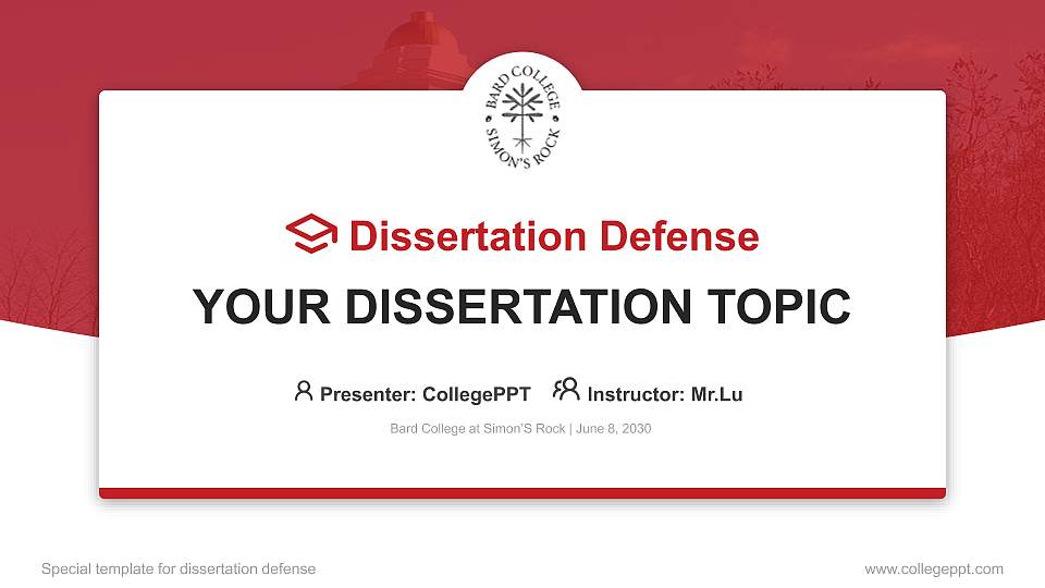 Bard College at Simon’S Rock Graduation Thesis Defense PPT Template16:9 ratio PPT effect preview image