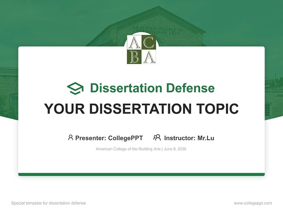American College of the Building Arts Graduation Thesis Defense PPT Template4:3 ratio PPT effect preview image7