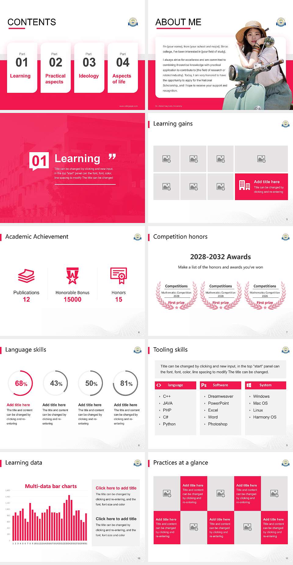 Dr. Abdul Haq Urdu University National Scholarship Defense PPT Template4:3 ratio PPT effect preview image2