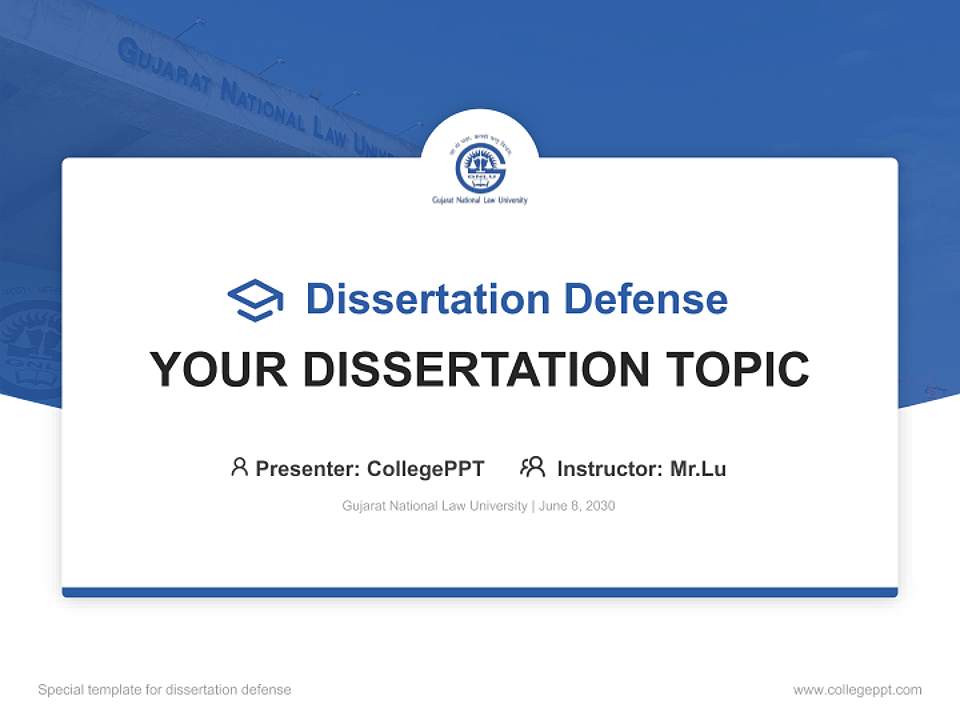 Gujarat National Law University Graduation Thesis Defense PPT Template4:3 ratio PPT effect preview image7