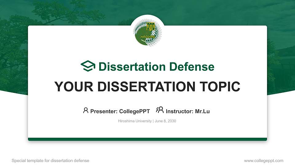 Hiroshima University Graduation Thesis Defense PPT Template16:9 ratio PPT effect preview image