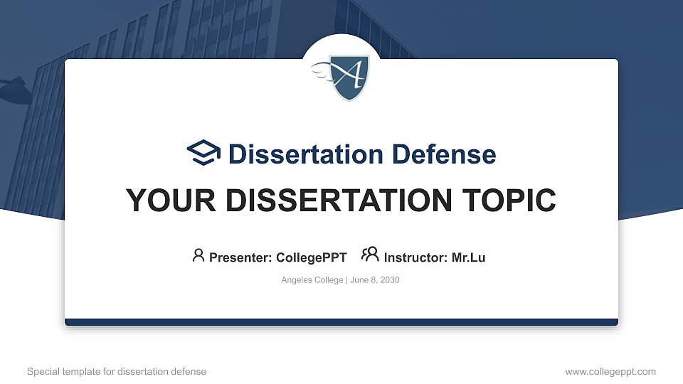 Angeles College Graduation Thesis Defense PPT Template16:9 ratio PPT effect preview image