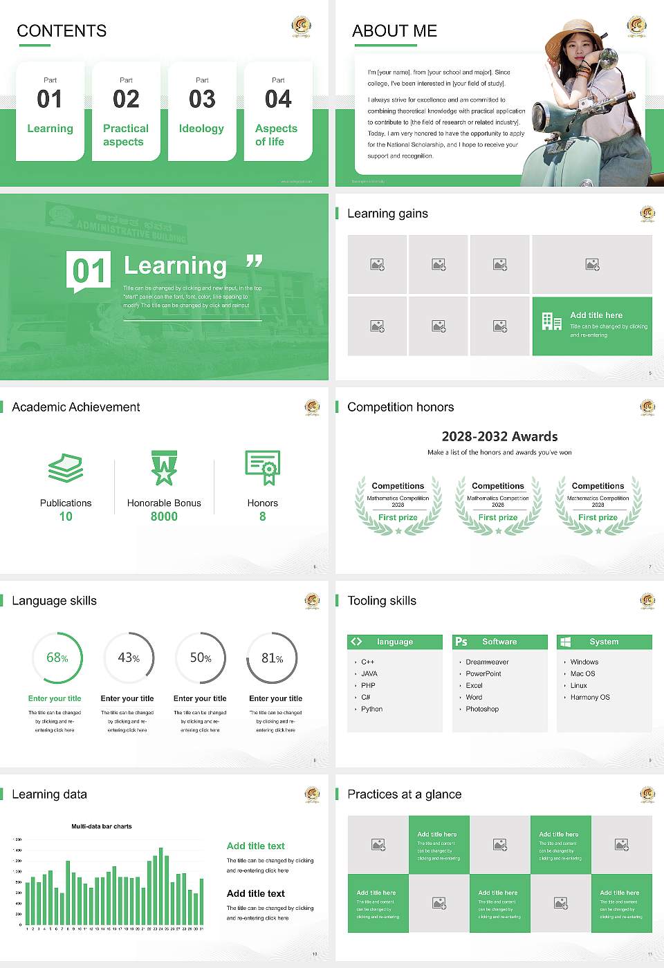 Davangere University National Scholarship Defense PPT Template16:9 ratio PPT effect preview image2