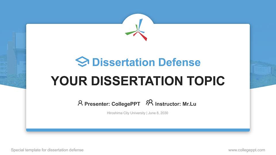 Hiroshima City University Graduation Thesis Defense PPT Template16:9 ratio PPT effect preview image1