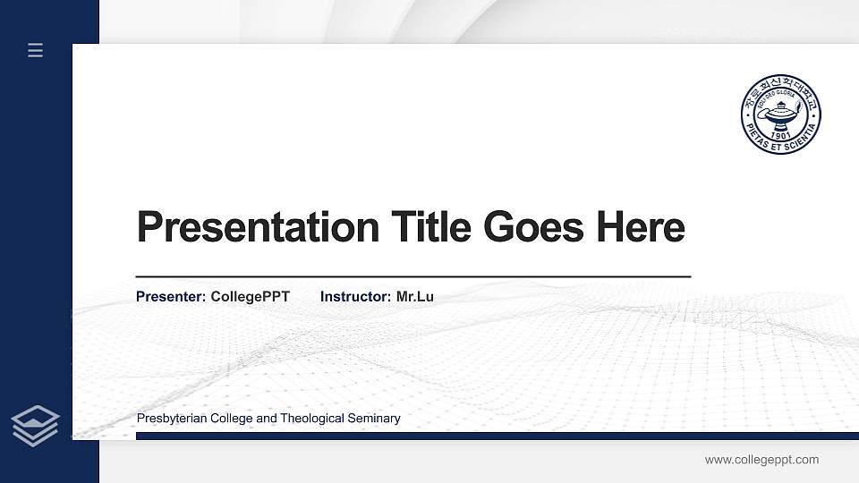 Presbyterian College and Theological Seminary Thesis Proposal/Graduation Defense PPT Template16:9 ratio PPT effect preview image
