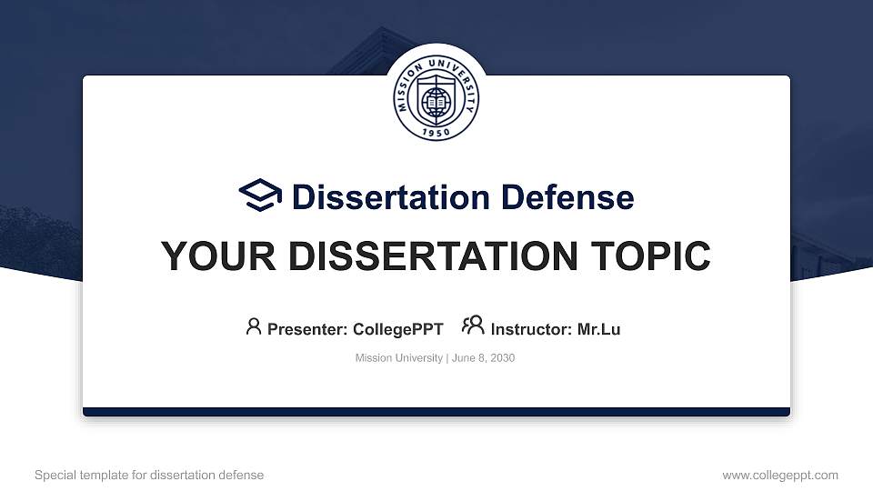 Mission University Graduation Thesis Defense PPT Template16:9 ratio PPT effect preview image