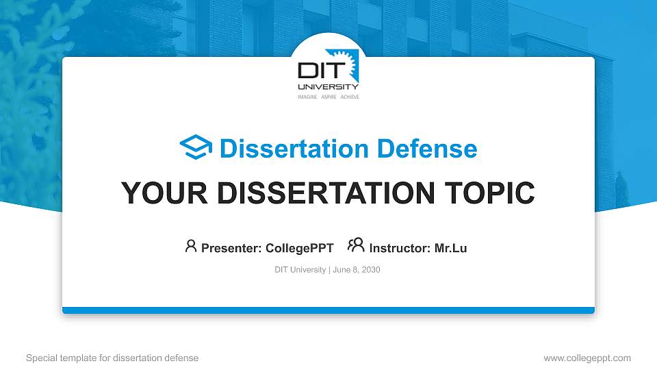 DIT University Graduation Thesis Defense PPT Template16:9 ratio PPT effect preview image