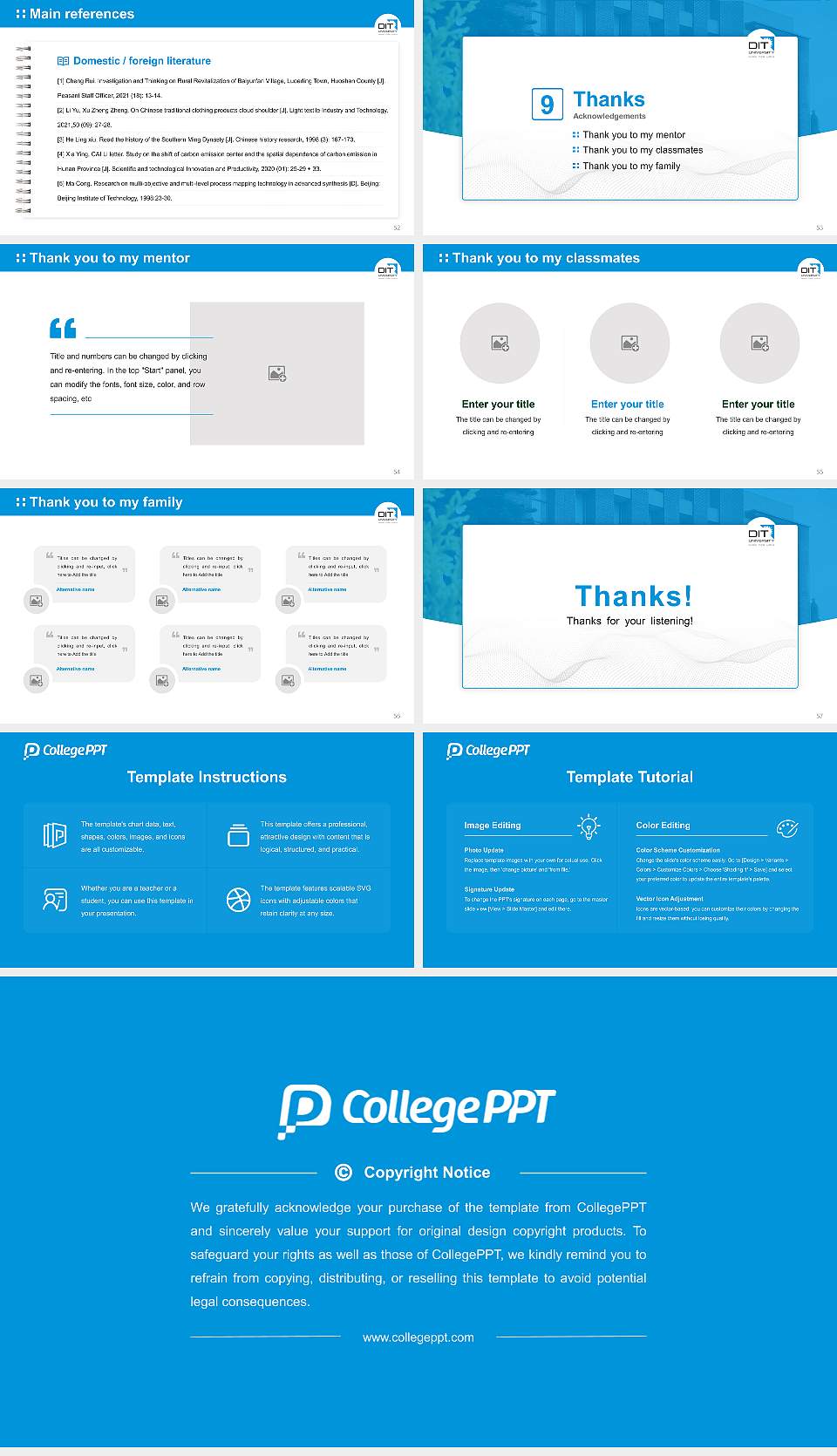 DIT University Graduation Thesis Defense PPT Template16:9 ratio PPT effect preview image7