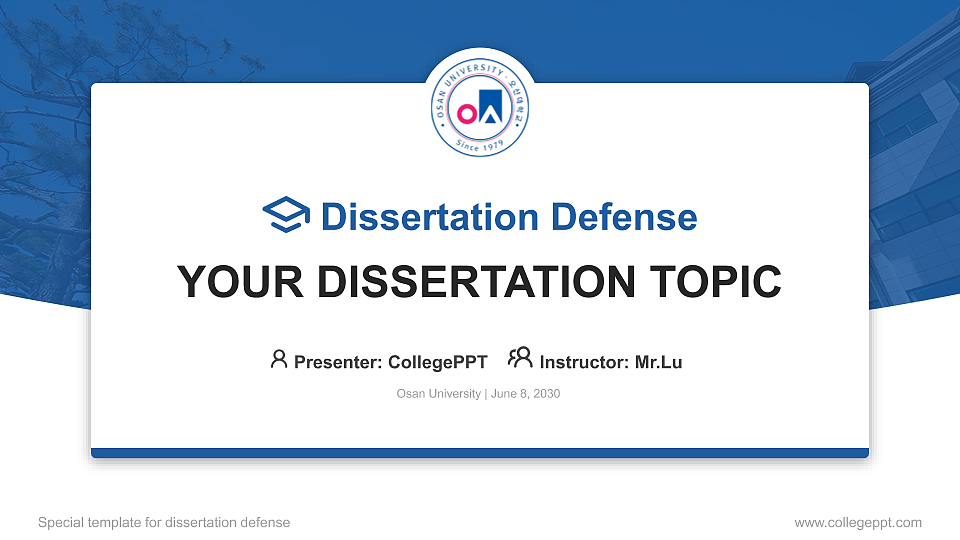Osan University Graduation Thesis Defense PPT Template_Slide preview image1