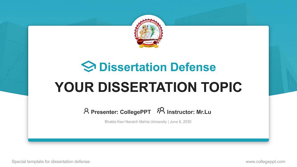 Bhakta Kavi Narsinh Mehta University Graduation Thesis Defense PPT Template16:9 ratio PPT effect preview image