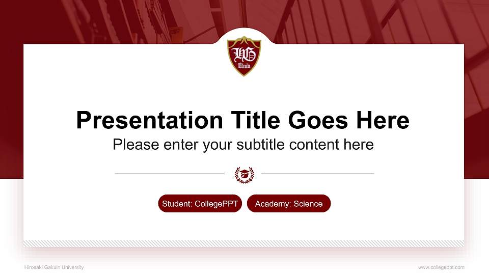 Hirosaki Gakuin University National Scholarship Defense PPT Template16:9 ratio PPT effect preview image