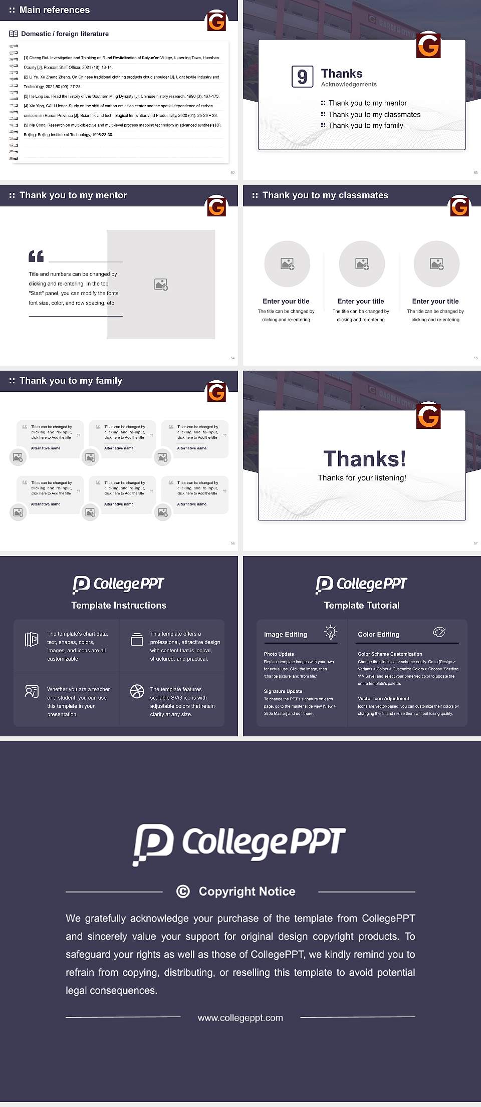 Garden City University Graduation Thesis Defense PPT Template4:3 ratio PPT effect preview image7