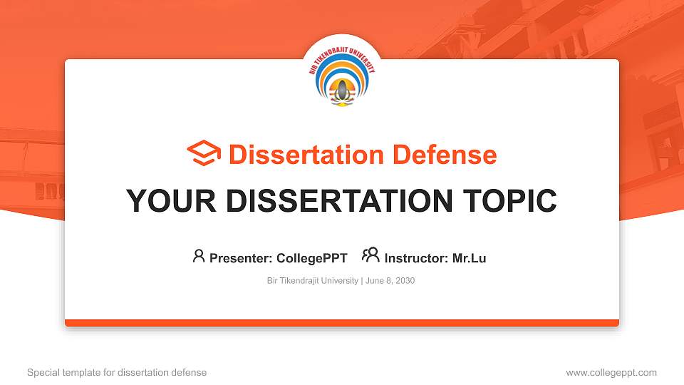 Bir Tikendrajit University Graduation Thesis Defense PPT Template16:9 ratio PPT effect preview image