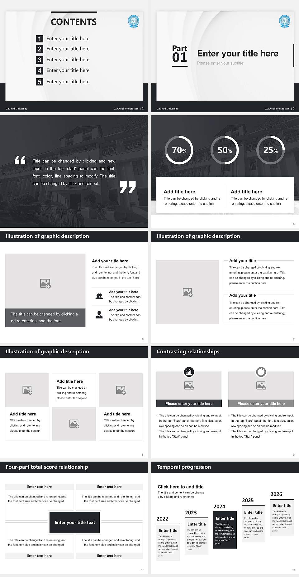 Gauhati University Thesis Proposal/Graduation Defense PPT Template4:3 ratio PPT effect preview image2