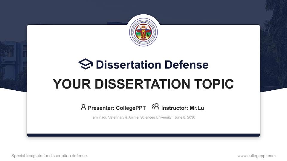 Tamilnadu Veterinary & Animal Sciences University Graduation Thesis Defense PPT Template16:9 ratio PPT effect preview image