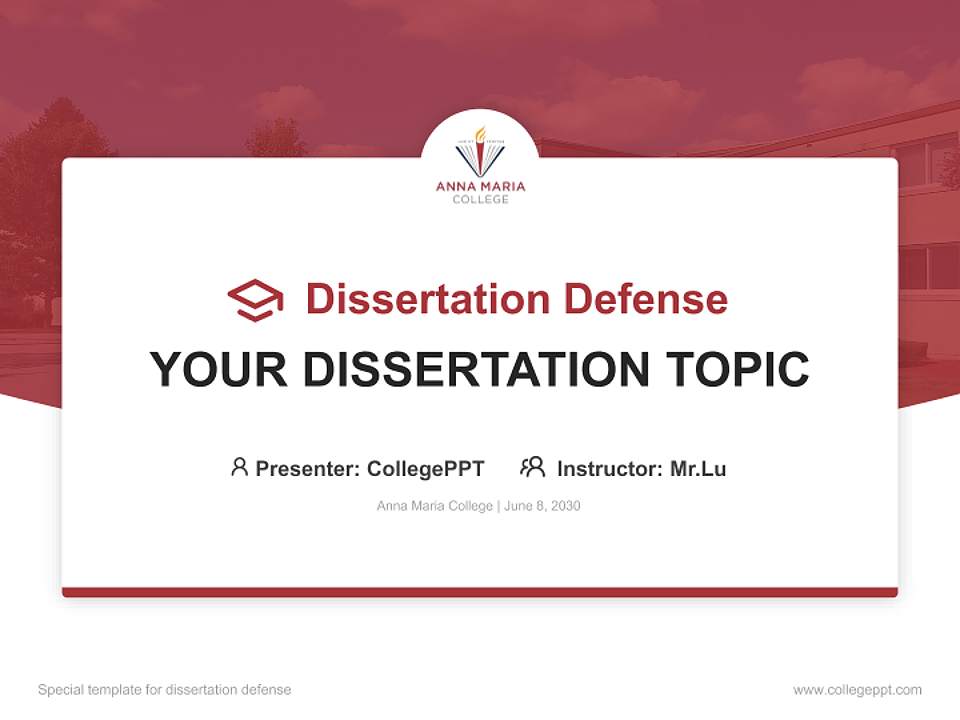 Anna Maria College Graduation Thesis Defense PPT Template4:3 ratio PPT effect preview image7