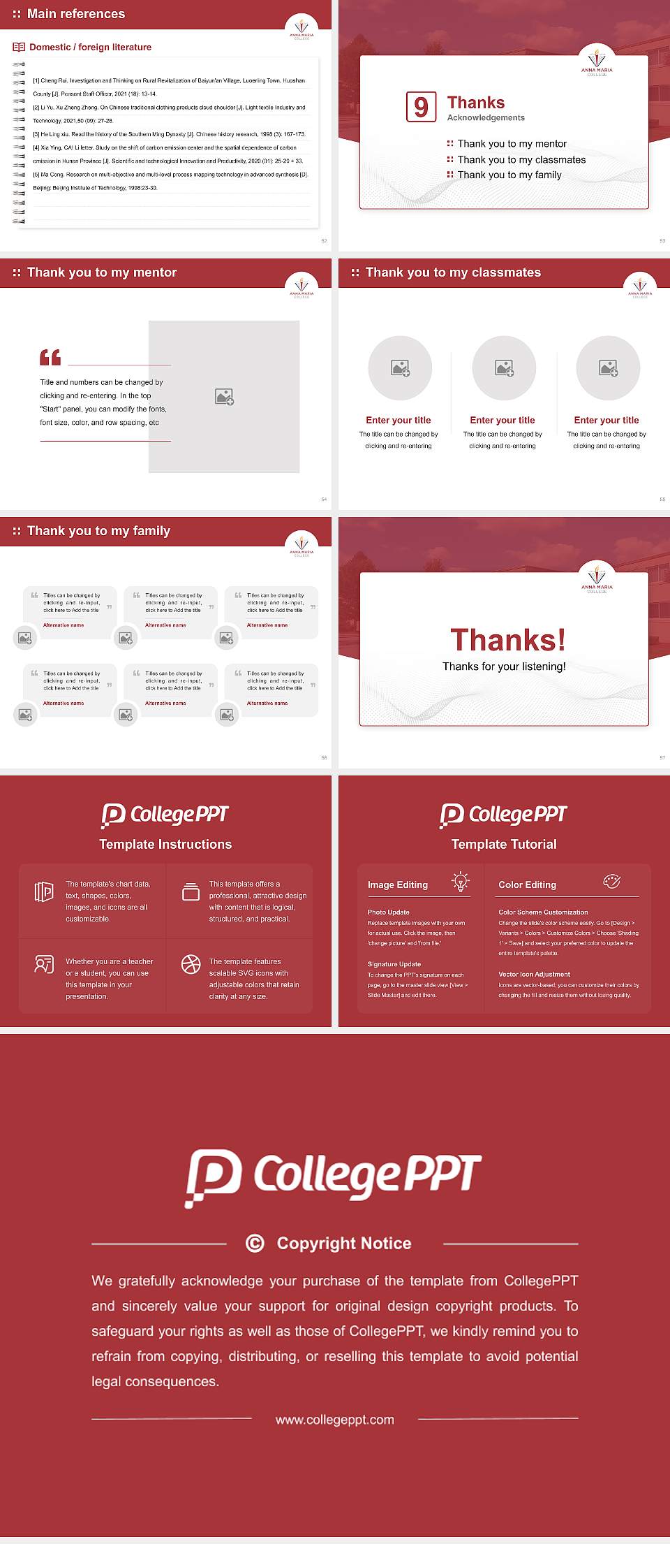 Anna Maria College Graduation Thesis Defense PPT Template4:3 ratio PPT effect preview image7