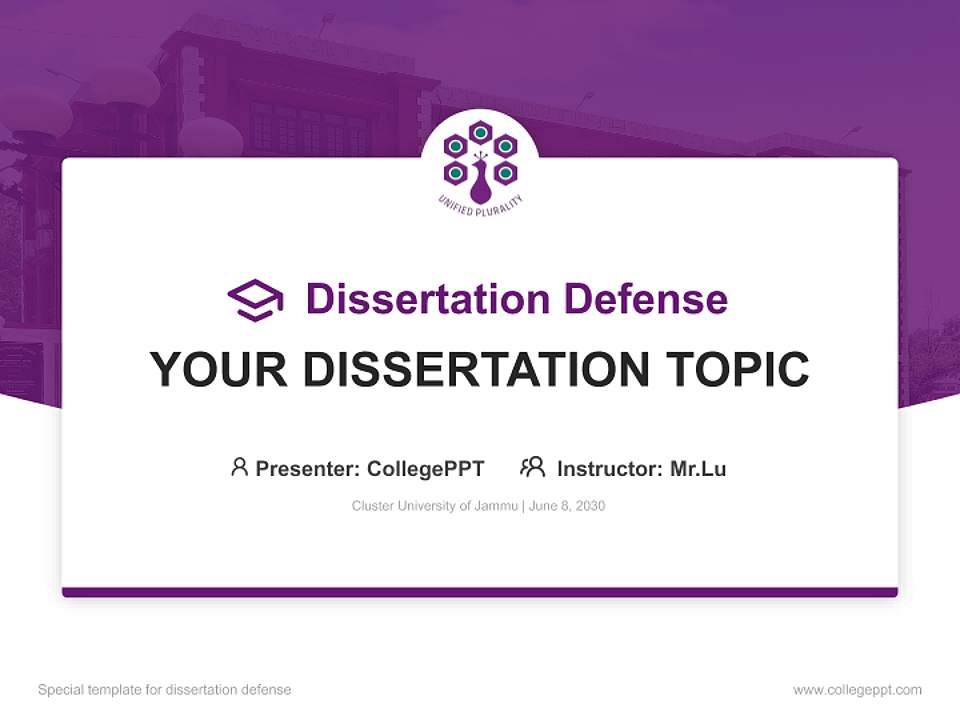 Cluster University of Jammu Graduation Thesis Defense PPT Template4:3 ratio PPT effect preview image7