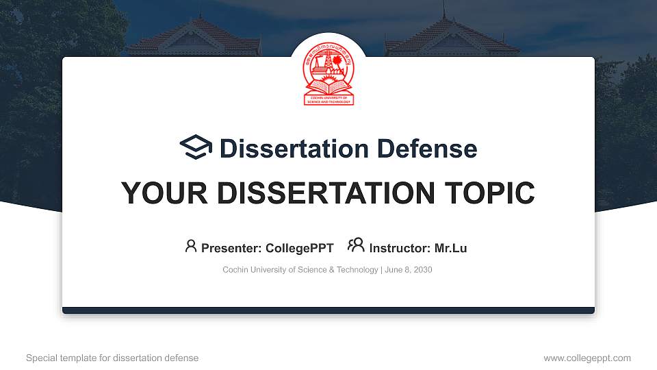 Cochin University of Science & Technology Graduation Thesis Defense PPT Template16:9 ratio PPT effect preview image