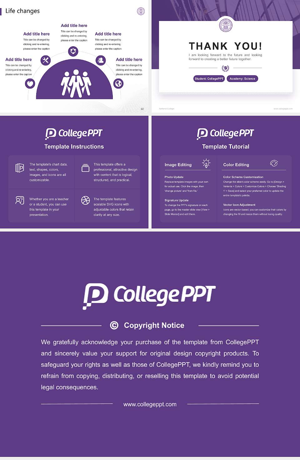 Amherst College National Scholarship Defense PPT Template4:3 ratio PPT effect preview image4