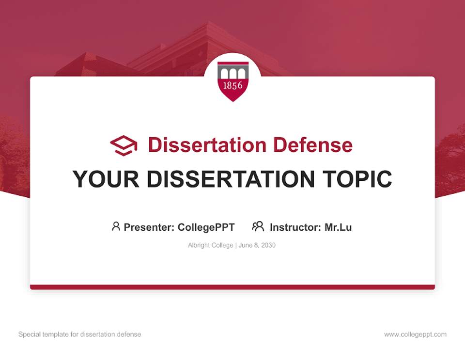 Albright College Graduation Thesis Defense PPT Template4:3 ratio PPT effect preview image7
